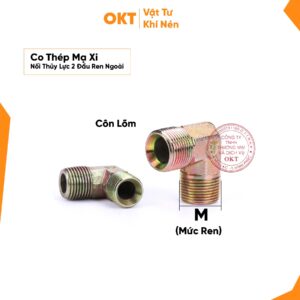 |Combo 5 Cái | Co Thép Mạ Xi-Nối Thủy Lực 2 Đầu Ren Ngoài