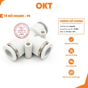 |Combo 10 Cái | Tê Nối Nhanh – PE Trắng. Nối Khí Nén