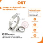 |Combo 10 Cái | Đai Siết OKT – Inox 304. Quai Nhê 304. Kích Thước Ø12 – Ø130mm
