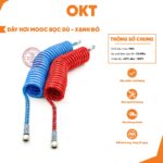 Bộ (2 Dây) Hơi Mooc Bọc Dù Chịu Nhiệt Xanh Đỏ M18x1.5mm 7.5 Mét Chất Liệu PA Chống Rò Rỉ An Toàn Phanh Hơi Cao Su Đồng