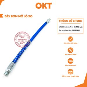 | Combo 5| Ống Bơm Mỡ Lò Xo Màu Xanh Dài 30cm – Dây Bơm Mỡ Ren M10 Chống Gập, Tuổi Thọ Cao