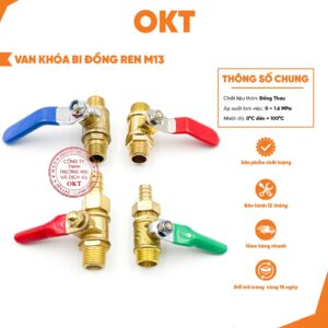Van Khoá Bi Đồng – Van Khóa Bi Nối Đuôi Chuột Ren Ngoài – Chân Ren 13mm. Phụ Kiện Khí Nén