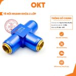 |Combo 5 Cái | Tê Nối Nhanh Khóa 2 Lớp Chống Bung (Cút Màu). Nối Khí Nén. Chịu Áp Cao