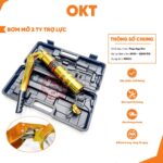 OKT Bơm Mỡ Bò 2 Ty Trợ Lực 900cc ISO 9001 Chuyên Dụng Cho Mỡ Đóng Chai 400g Áp Lực 6000-12000 PSI Chất Liệu Sắt Độ Bền Cao