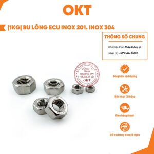 |1kg| Bu Lông Ecu Inox 201. Inox 304 – Đai Ốc Lục Giác M6 / M8 / M10 / M12, Tiêu Chuẩn A2-70