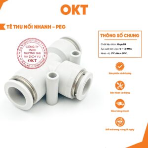 | Combo 10 Cái | Tê Thu Nối Nhanh. Tê Chuyển Đổi Hai Đầu Ống Khí Nén Khác Kích Thước – PEG (Trắng)