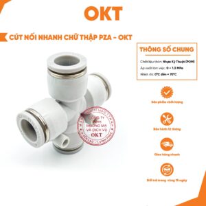 [ THƯƠNG HIỆU OKT ]  Combo 10 Cút Nối Chữ Thập PZA – OKT (Trắng). Kích Thước Ø6 – Ø12mm