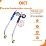 Tay Bơm Lốp Đồng Hồ Áp, Đầu Bơm Ô Tô  Dí 2 Đầu Loại Tốt, Bơm Ô Tô Xe Tải