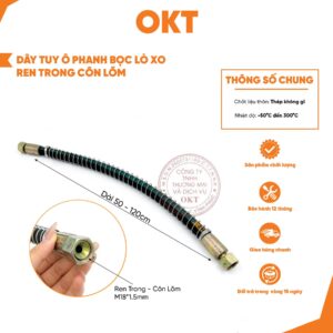 Dây Tuy Ô Phanh Bọc Lò Xo Ren Trong Côn Lõm M18*1.5mm – Dây Dầu Thủy Lực Chịu Áp Cao