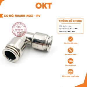 |Combo 5 Cái | Co Nối Nhanh Khí Nén PV-INOX Chống Oxy Hóa Độ Kín Cao Dùng Cho Hệ Thống Khí Nén
