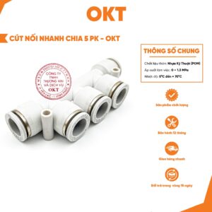 [ THƯƠNG HIỆU OKT ]  Combo 10. Nối Nhanh Chia 5 PK – (Trắng). Nối Khí Nén