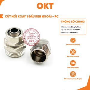 | Combo 5 Cái | Cút Nối Xoay Ren. PC – Xoay. Nối Nhanh 1 Đầu Ren Ngoài