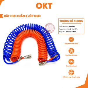 |Cao Cấp| Dây Hơi Xoắn 3 Lớp OEM. Chịu Áp Cao 25 Bar