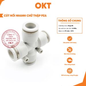 | Combo 10 Cái | Nối nhanh chữ thập – PZA (Trắng). Đầu Nối Chia Nhanh Khí Nén