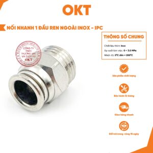 | Combo 5 Cái | Cút Nối Nhanh 1 Đầu Ren Ngoài. PC – INox. Nối Khí Nén, Chịu Áp Cao