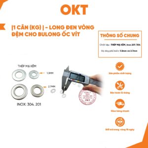 | 1 Cân (Kg)| Long Đen Vòng Đệm Cho Bulong Ốc Vít Đủ Size Ø6mm Đến Ø22mm