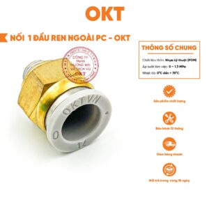 [ THƯƠNG HIỆU OKT ] Combo 10. Cút Nối Nhanh 1 Đầu Ren Ngoài PC – (Trắng)