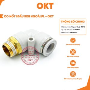 [ THƯƠNG HIỆU OKT ] Combo 10 Cái Co Nối Nhanh 1 Đầu Ren Ngoài PL – OKT (Trắng)