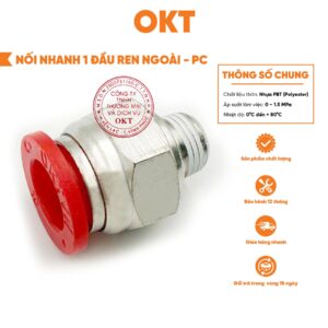 [Cao Cấp-OKT] Combo 5 Cút Nối 1 Đầu Ren Ngoài PC-(Đỏ)