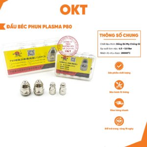 Bộ (2 Đầu) Béc Phun Plasma P80 Ø1.7mm x Ø1.5mm – Béc Cắt Plasma P80 – Vật Tư OKT