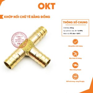 | Combo 5| Nối Tê Đồng (Nối Trong) – Đầu Nối 3 Nhánh Chia Đường Ống Khí Nén, Nước, Dầu